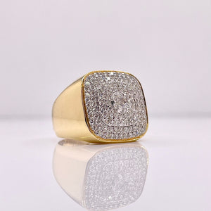 1.13 CT. Natural Diamond Men’s Square Ring In 14 KT Yellow Gold