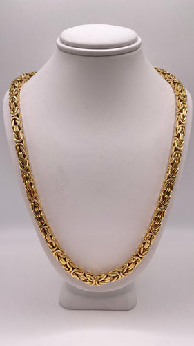 5.3mm Solid Byzantine Link Chain In 10 KT Yellow Gold Featuring Dragon Lock