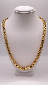 5.3mm Solid Byzantine Link Chain In 10 KT Yellow Gold Featuring Dragon Lock