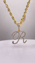 Load image into Gallery viewer, 0.47 CT. Natural Diamond Initial R Pendent In 10 KT Yellow Gold