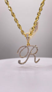 0.47 CT. Natural Diamond Initial R Pendent In 10 KT Yellow Gold