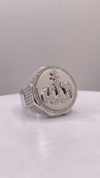 Silver Allah Men’s Ring With CZ