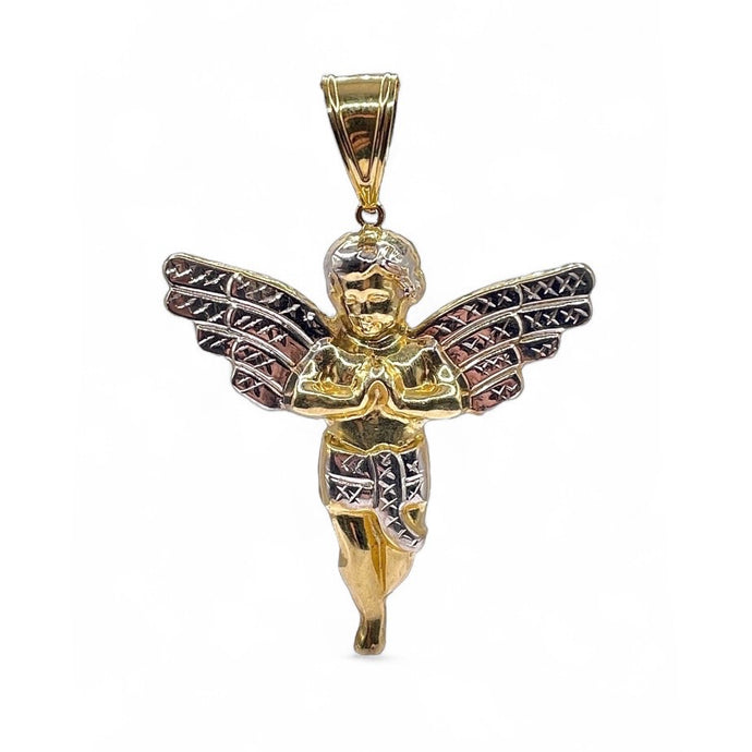 Two Tone Angel Pendent In 10 KT Yellow & White Gold