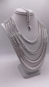 6mm Solid Miami Cuban Chain/Bracelet In Silver