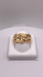 Beautiful 18 KT Yellow Gold Matte & Shiny Cuban Ring