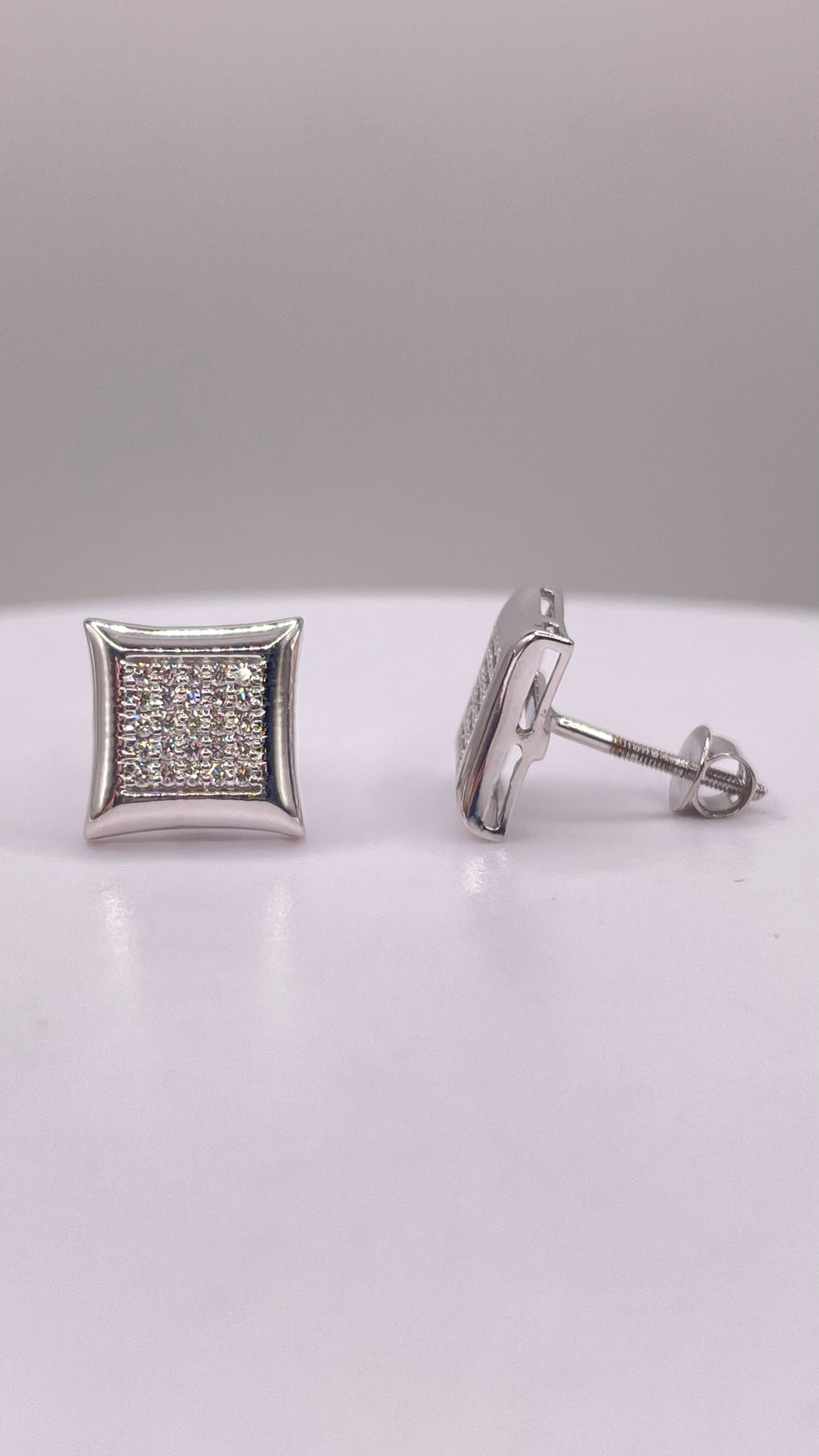 0.18 CT. Natural Diamond Square Shape Stud Earrings In 10 KT White Gold