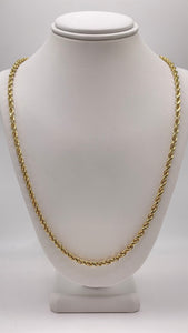 2.9mm Solid Rope Chain In 14 KT Yellow Gold