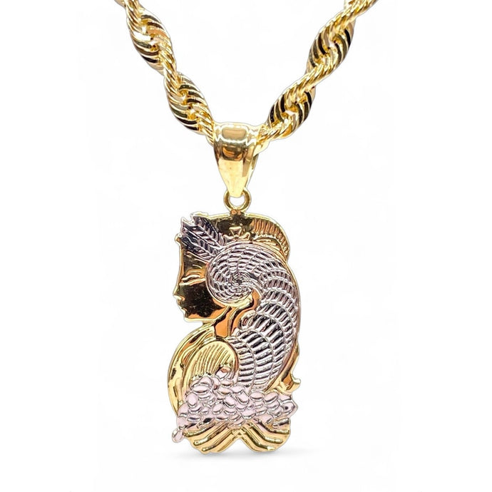 Lady Fortuna Pendent In 10 KT Yellow & White Gold