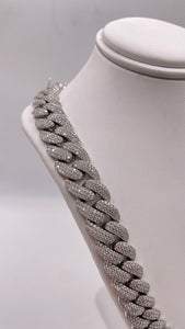 14mm Moissanite Miami Cuban Link Chain In Silver