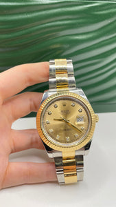 41mm Two-Tone DateJust Men’s Rolex Watch With Champagne Diamond Dial