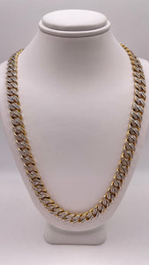 8.9mm Natural Diamond Cuban Link Chain In 10 KT Yellow Gold