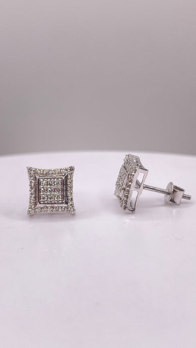 0.31 CT. Natural Diamond Square Shape Stud Earrings In 10 KT White Gold