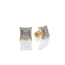 Load image into Gallery viewer, 0.32 CT. Natural Diamond Square Shape Stud Earrings In 10 KT Yellow Gold