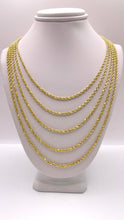 Load image into Gallery viewer, 2mm Semi Solid Rope Chain/Bracelet In 10 KT Yellow Gold