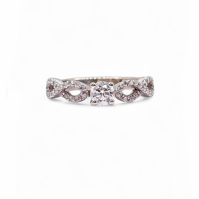 18 KT 0.44 CT. Natural Diamond Infinity Ring In White Gold