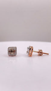 0.20 CT. Natural Diamond Square Shape Stud Earrings In 10 KT Rose Gold