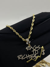 Load image into Gallery viewer, 0.52 CT. Natural Diamond Rags To Riches Pendent &amp; Rope Chain Combo In 10 KT Yellow Gold