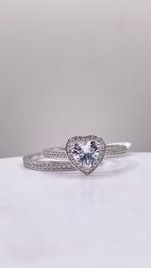 Heart Shape Women’s Engagement Ring Set In Silver With CZ