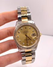 Load image into Gallery viewer, 36mm Two-Tone DateJust Rolex Watch With Champagne Diamond Dial