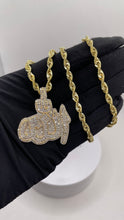 Load image into Gallery viewer, 1.69 CT. Natural Diamond Allah Pendent &amp; Rope Chain Combo In 10 KT Yellow Gold