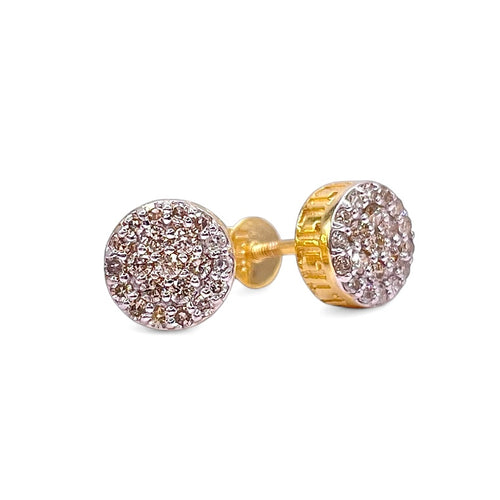 0.37 CT. Natural Diamond Men’s Round Shape Stud Earrings In 10 KT Yellow Gold