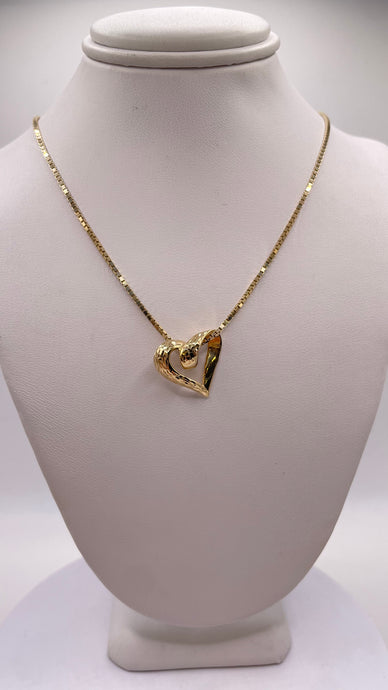 Diamond-Cut Heart Necklace In 10 KT Yellow Gold