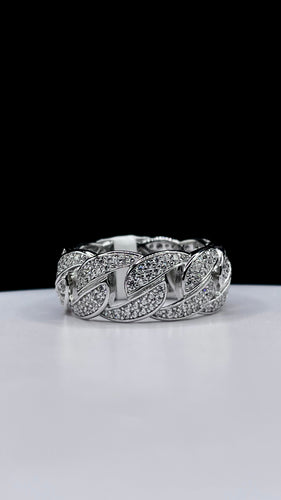 9mm Cuban Link Men’s Ring In Silver With CZ