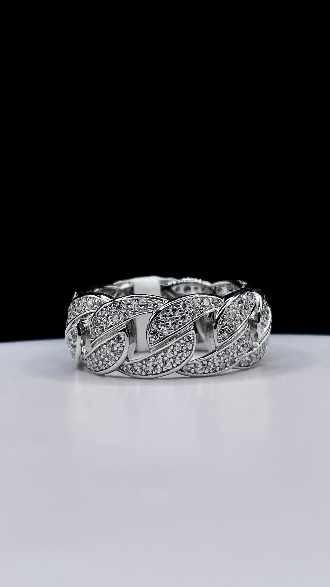 9mm Cuban Link Men’s Ring In Silver With CZ