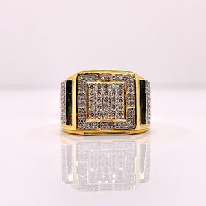 0.60 CT. Natural Diamond Men’s Square Shape Ring In 10 KT Yellow Gold