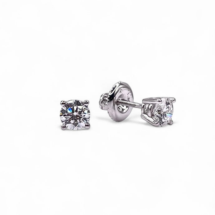 0.50 CT. Lab Grown Diamond Solitaire Stud Earrings In 14 KT White Gold