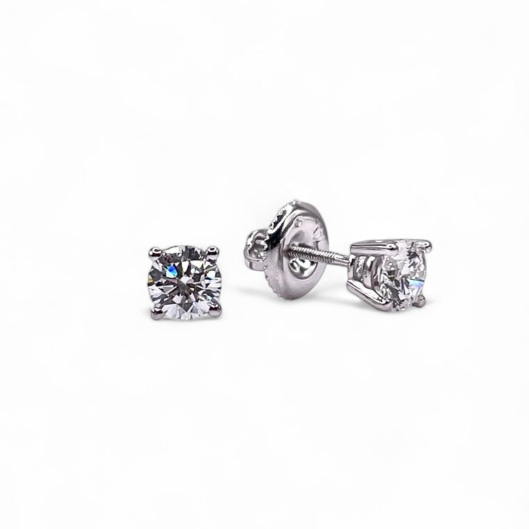0.50 CT. Lab Grown Diamond Solitaire Stud Earrings In 14 KT White Gold