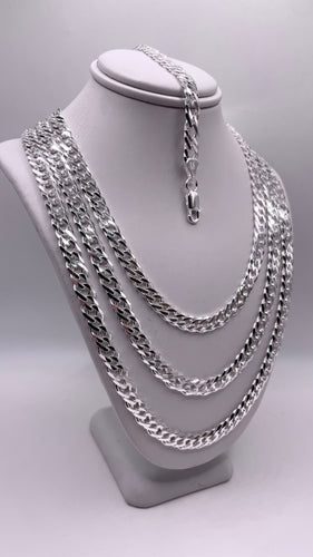 6mm Double Curb Link Chain/Bracelet In Silver