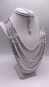 6mm Double Curb Link Chain/Bracelet In Silver