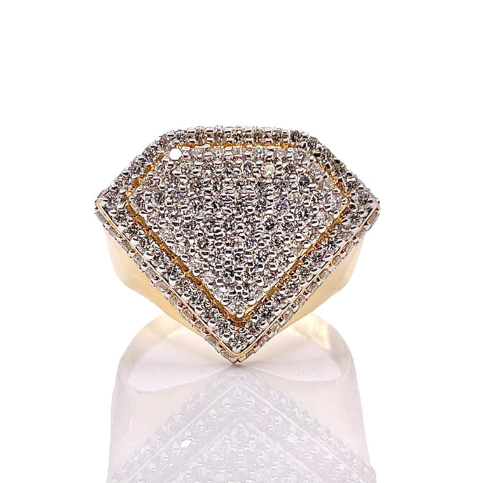 1.49 CT. Diamond Shaped VS-VVS Natural Diamond Ring In 10 KT Yellow Gold