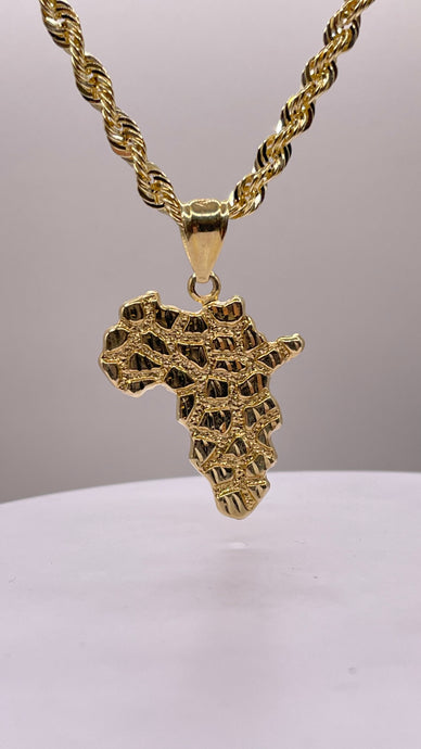 Africa Map Nugget Pendent In 10 KT Yellow Gold