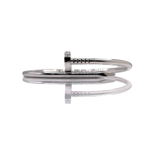 Solid Nail Bangle In 18 KT White Gold