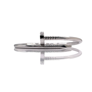 Solid Nail Bangle In 18 KT White Gold