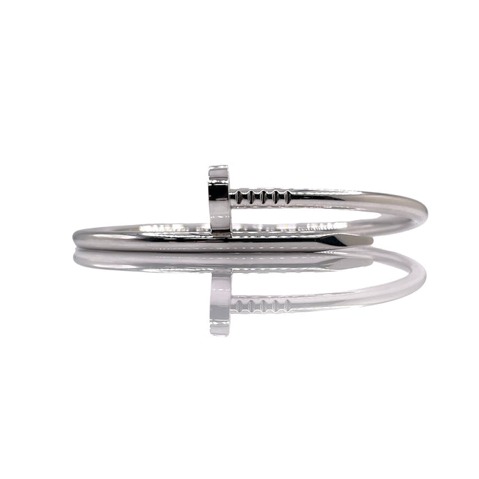 Solid Nail Bangle In 18 KT White Gold
