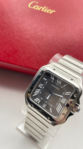 39.8mm Cartier Santos Large Watch With Grey Dial
