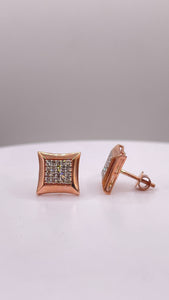 0.19 CT. Natural Diamond Square Shape Stud Earring In 10 KT Rose Gold