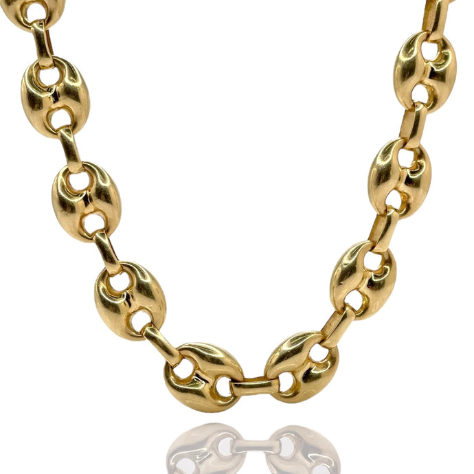 12mm Puff Gucci Chain In 14 KT Yellow Gold