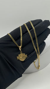 Harley-Davidson Pendent & Curb Chain Combo In 10 KT Yellow Gold