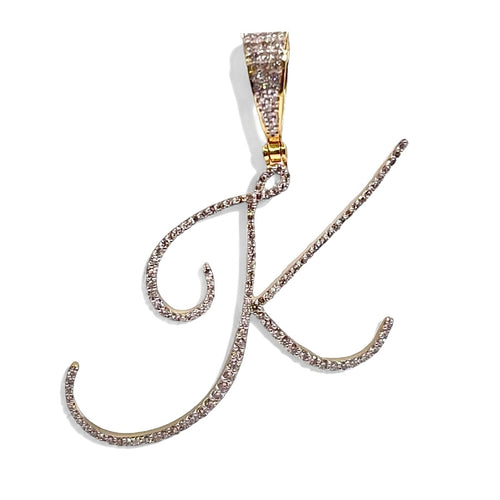 0.59 CT. Natural Diamond Initial K Pendant In 10 KT Yellow Gold