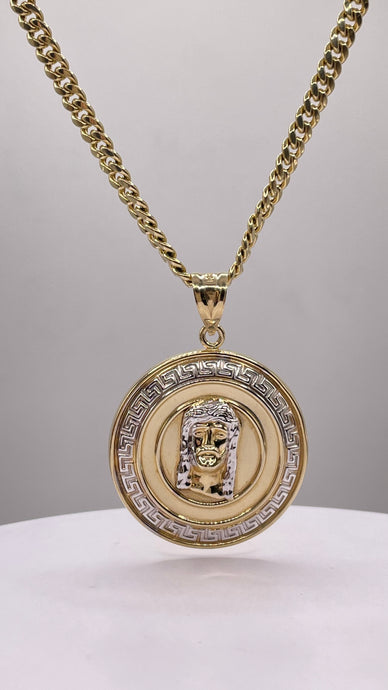 Jesus Pendent & Cuban Chain Combo In 10 KT Yellow Gold