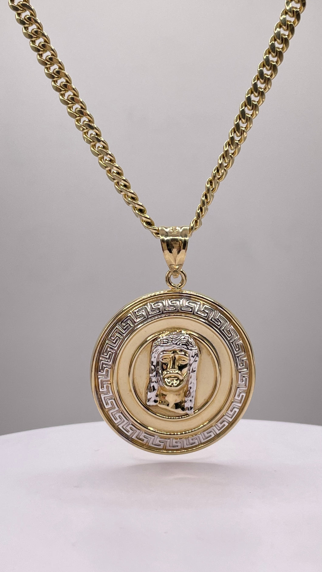 Jesus Pendent & Cuban Chain Combo In 10 KT Yellow Gold