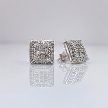 Load image into Gallery viewer, 0.60 CT. Natural Diamond Square Shape Stud Earrings In 10 KT White Gold