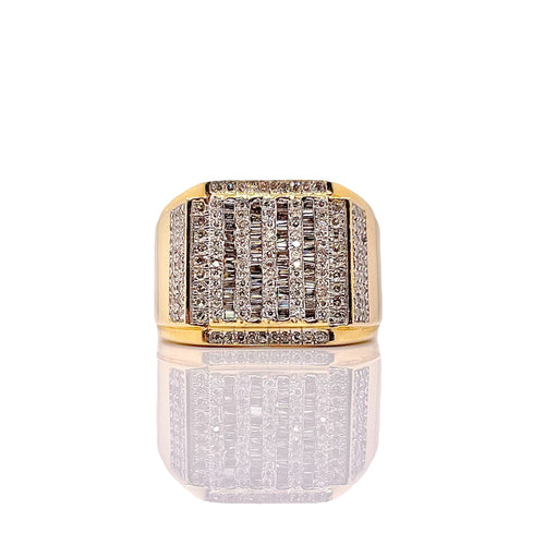 0.97 CT. Natural Diamond Square Shape Mens Ring In 10 KT Yellow Gold