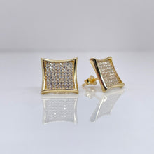 Load image into Gallery viewer, 12mm CZ Stud Earrings In 14 KT Yellow Gold