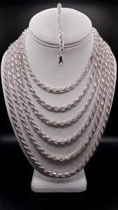 5mm Solid Rope Chain/Bracelet In Silver