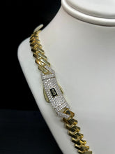 Load image into Gallery viewer, 9mm Monaco Link Chain In 10 KT Yellow Gold With CZ Lock